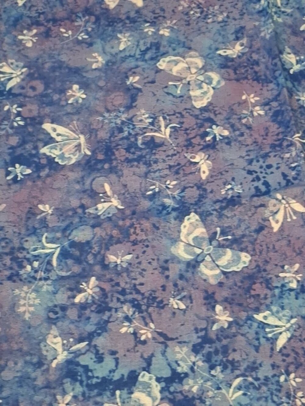 1 Yard Fabric - Fabric Traditions, 2008 - Blue & Purple With Butterflies